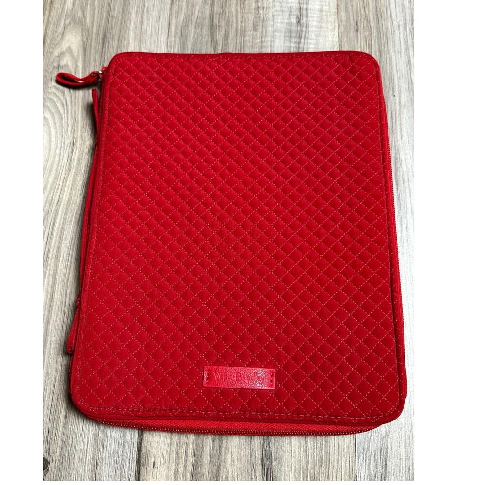 Vera Bradley Iconic Tablet Tamer Organizer Cardinal Red Quilted Case NEW!